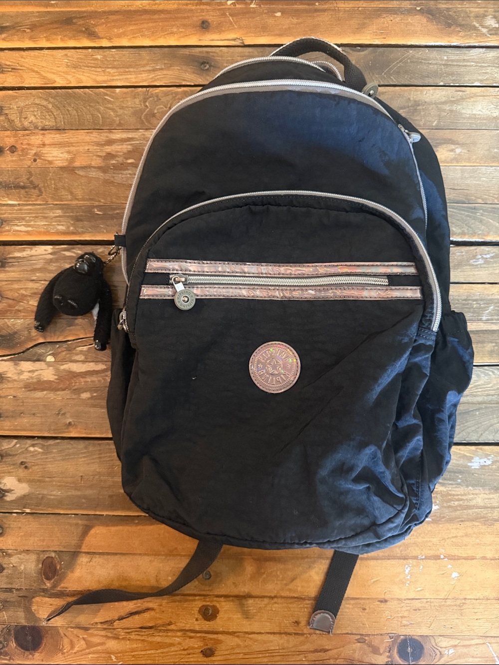 Kipling black Nylon Backpack with Silver Accents